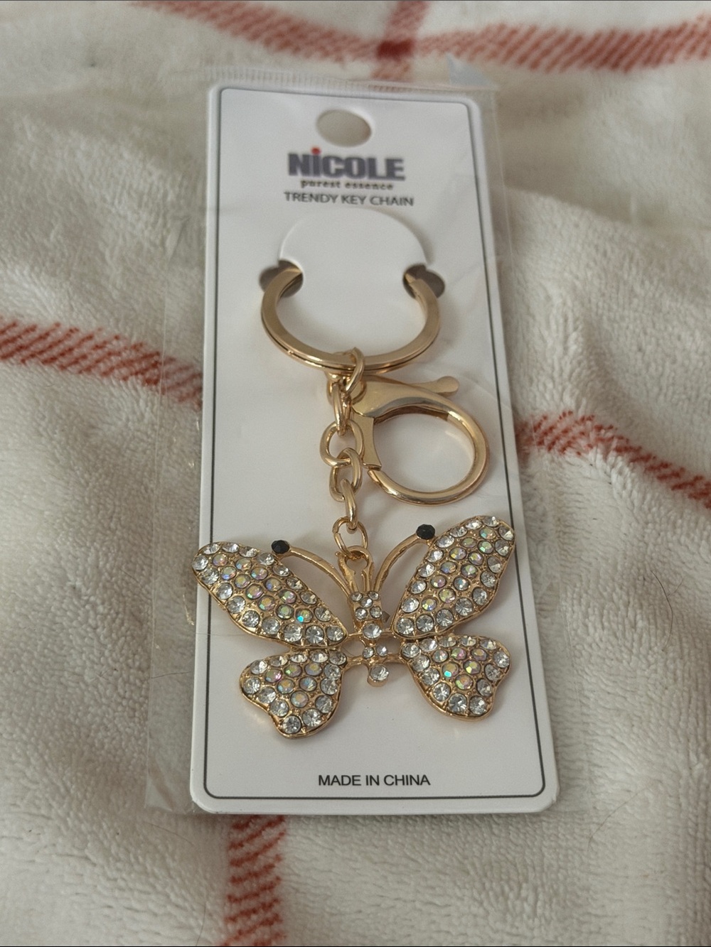 Nicole Gold Butterfly Crystal Key Holder